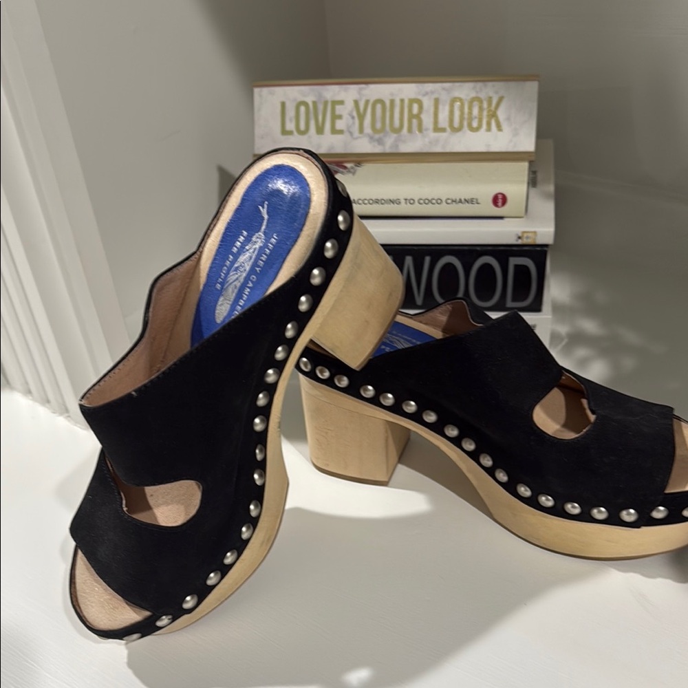 Black Studded Women's Platform Sandals